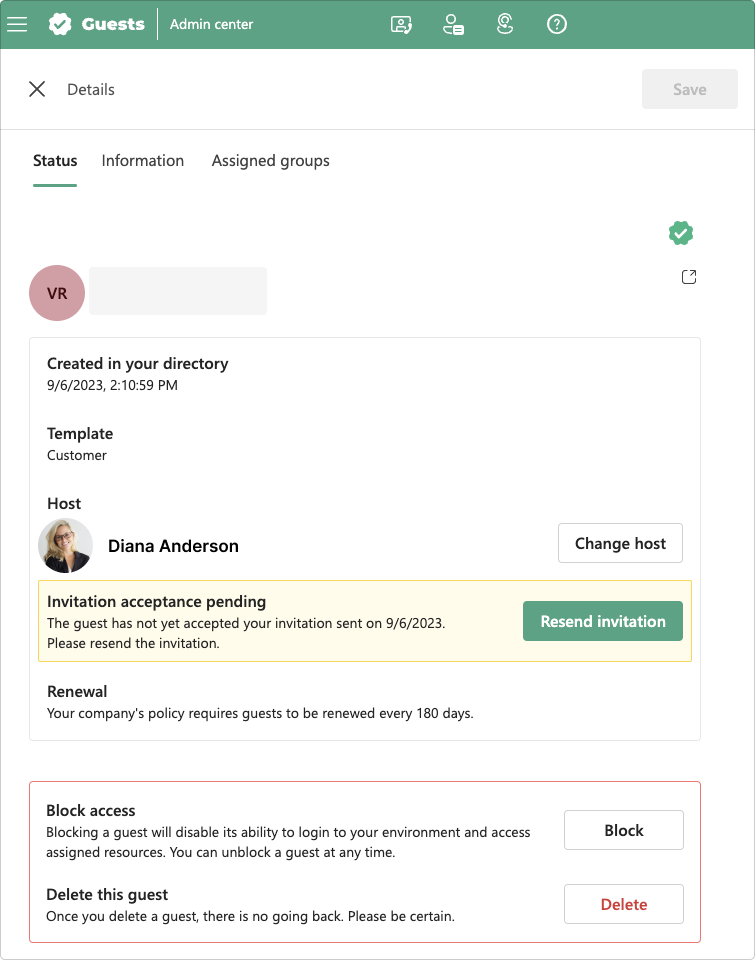 Change the host using the Guests details view