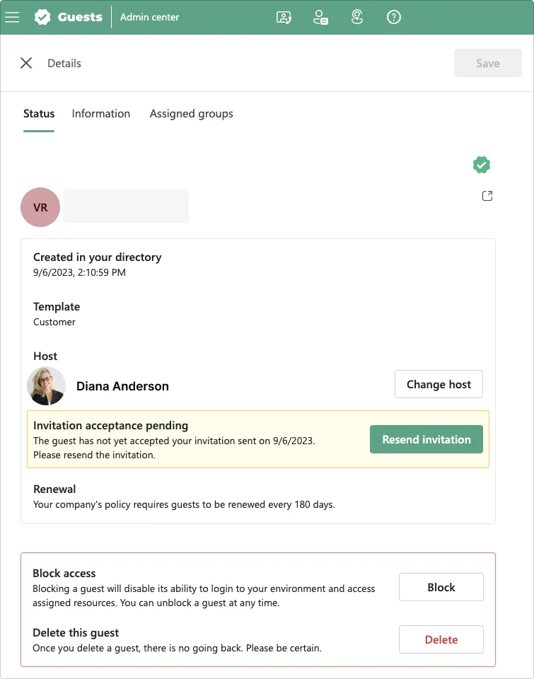 Change the host using the Guests details view